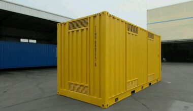 Nuevo contenedor de envío amarillo de 20 pies.