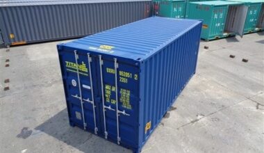 Contenedor marítimo de 20 pies con puertas dobles, nuevo color azul.